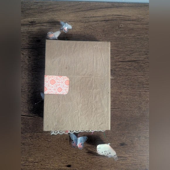 Butterfly Rustic Junk Journal- Handmade- Recycled Materials- Pink/Cream-Spring - Picture 8 of 8